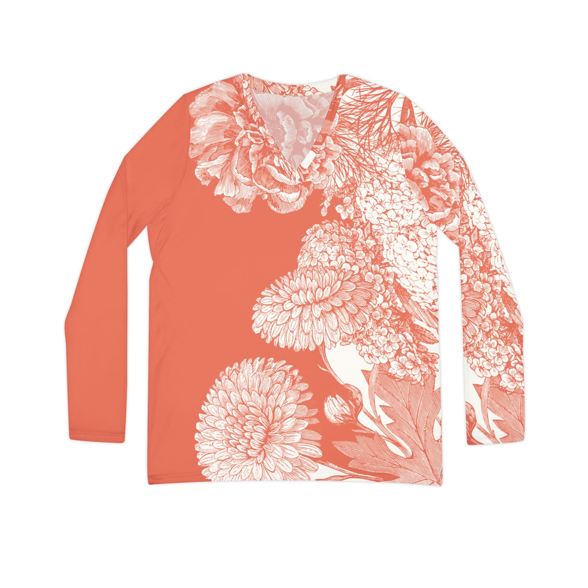 The Everyday V-Neck in Coral Lace