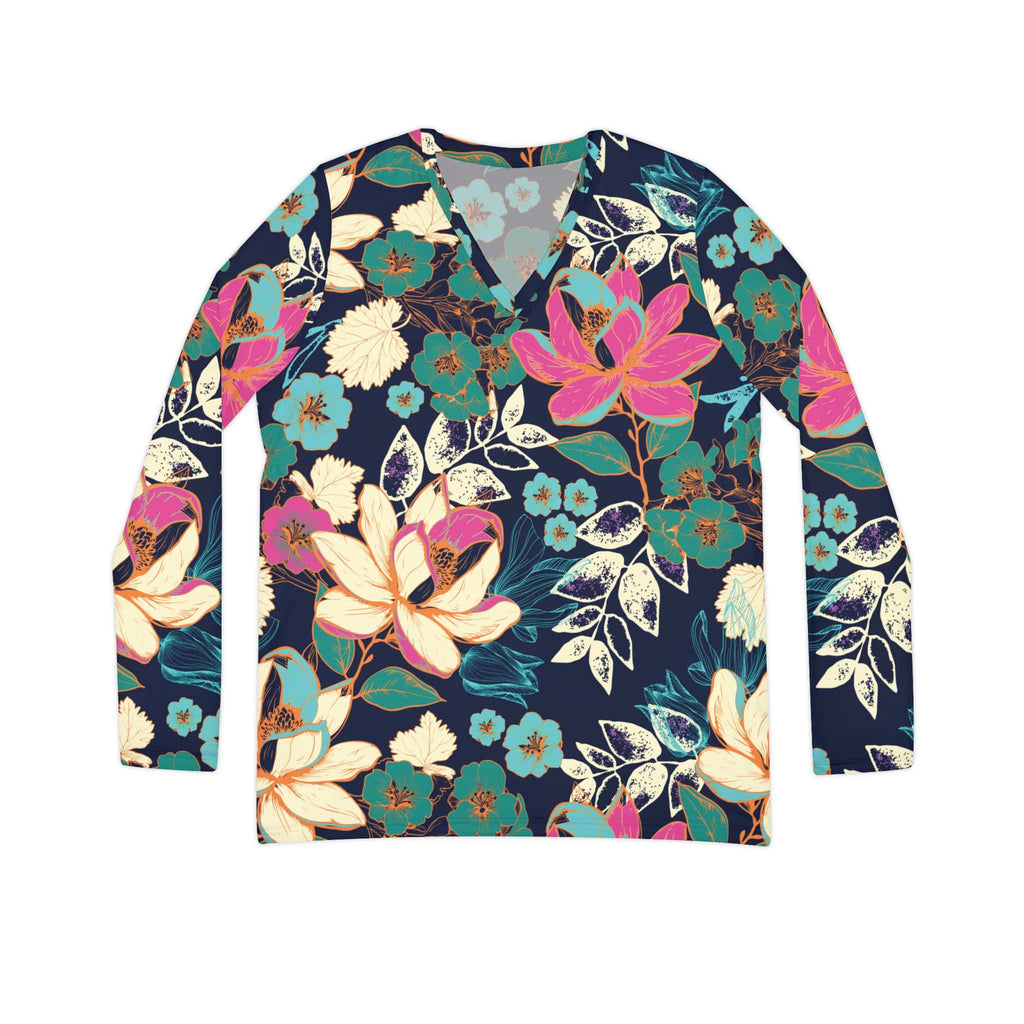 The Everyday V-Neck in Midnight Lotus Garden