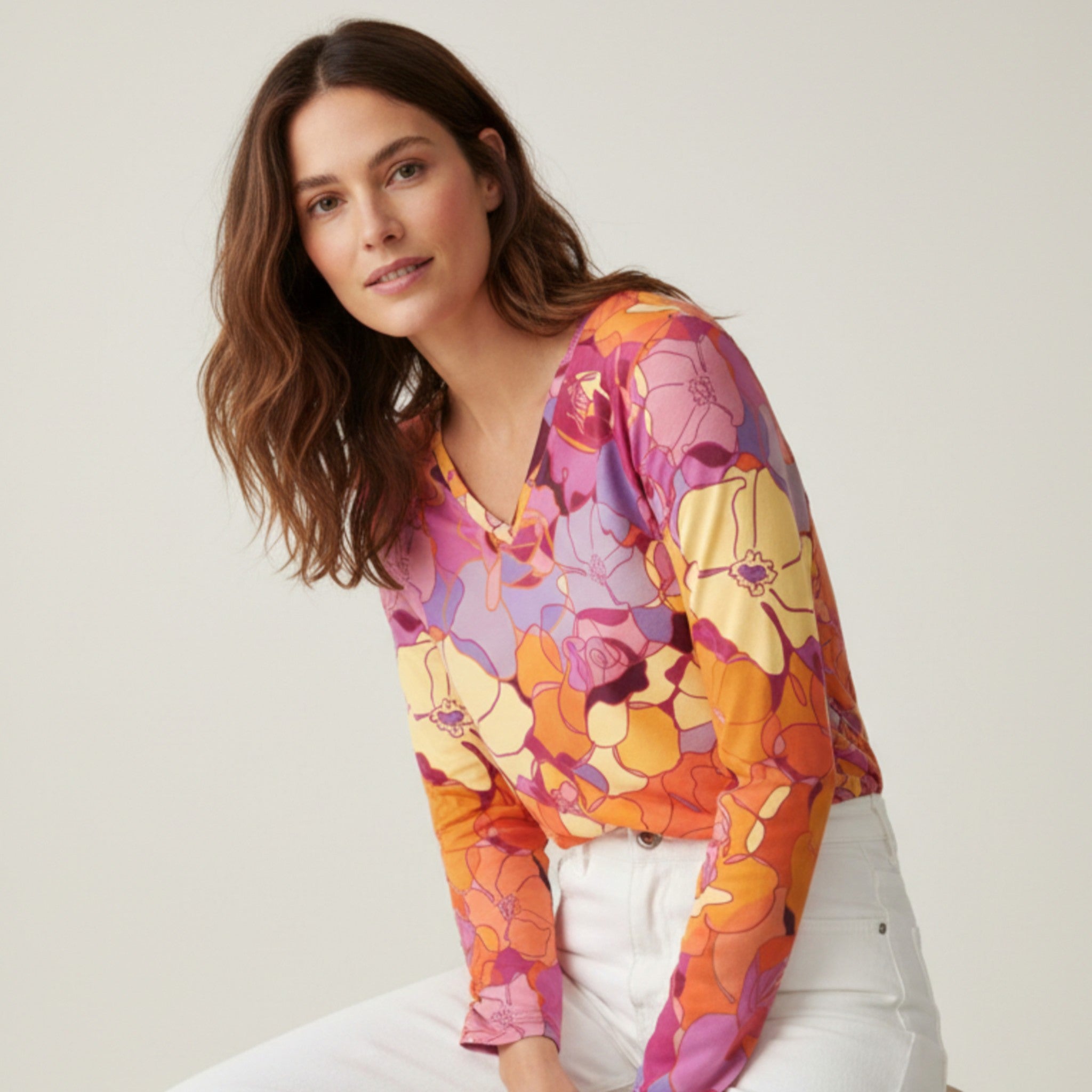 The Everyday V-Neck in Petal Riot