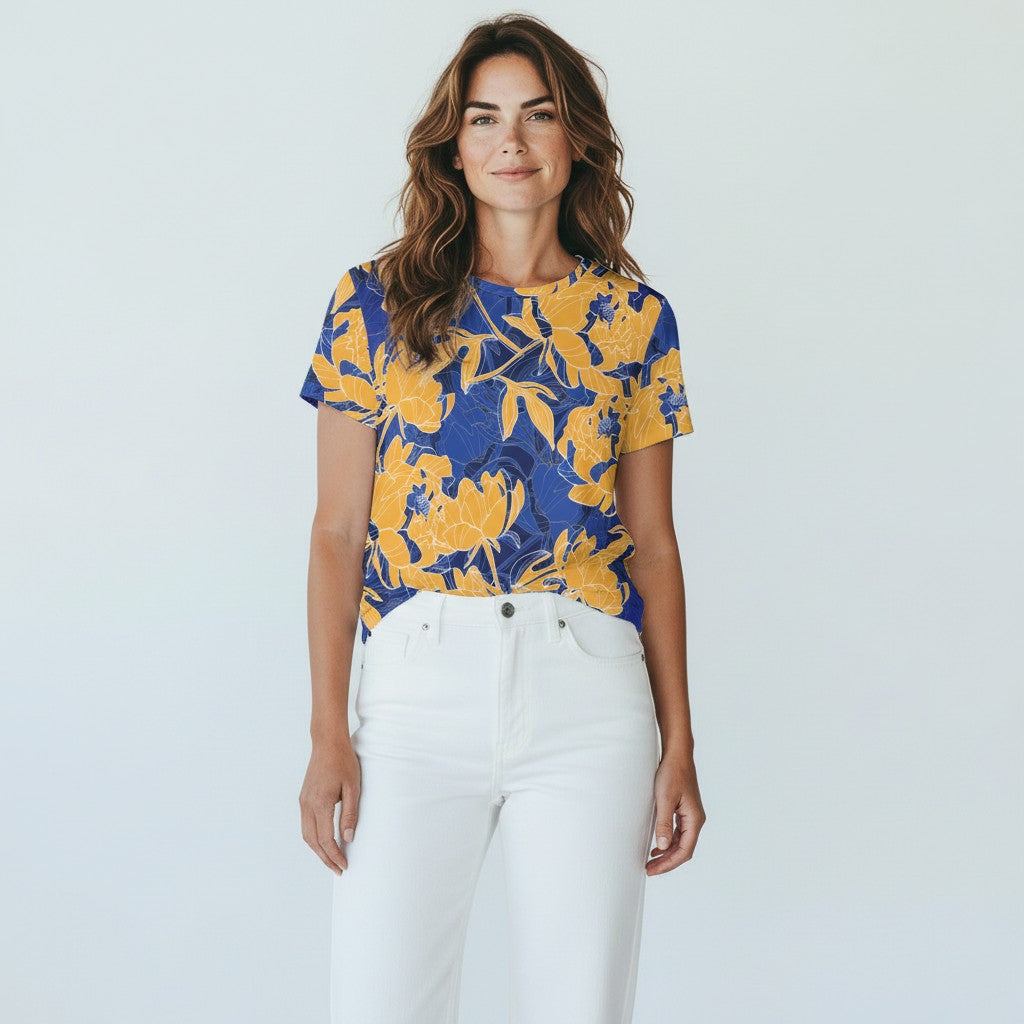 The Everyday Bloom Tee in Midnight Clementine