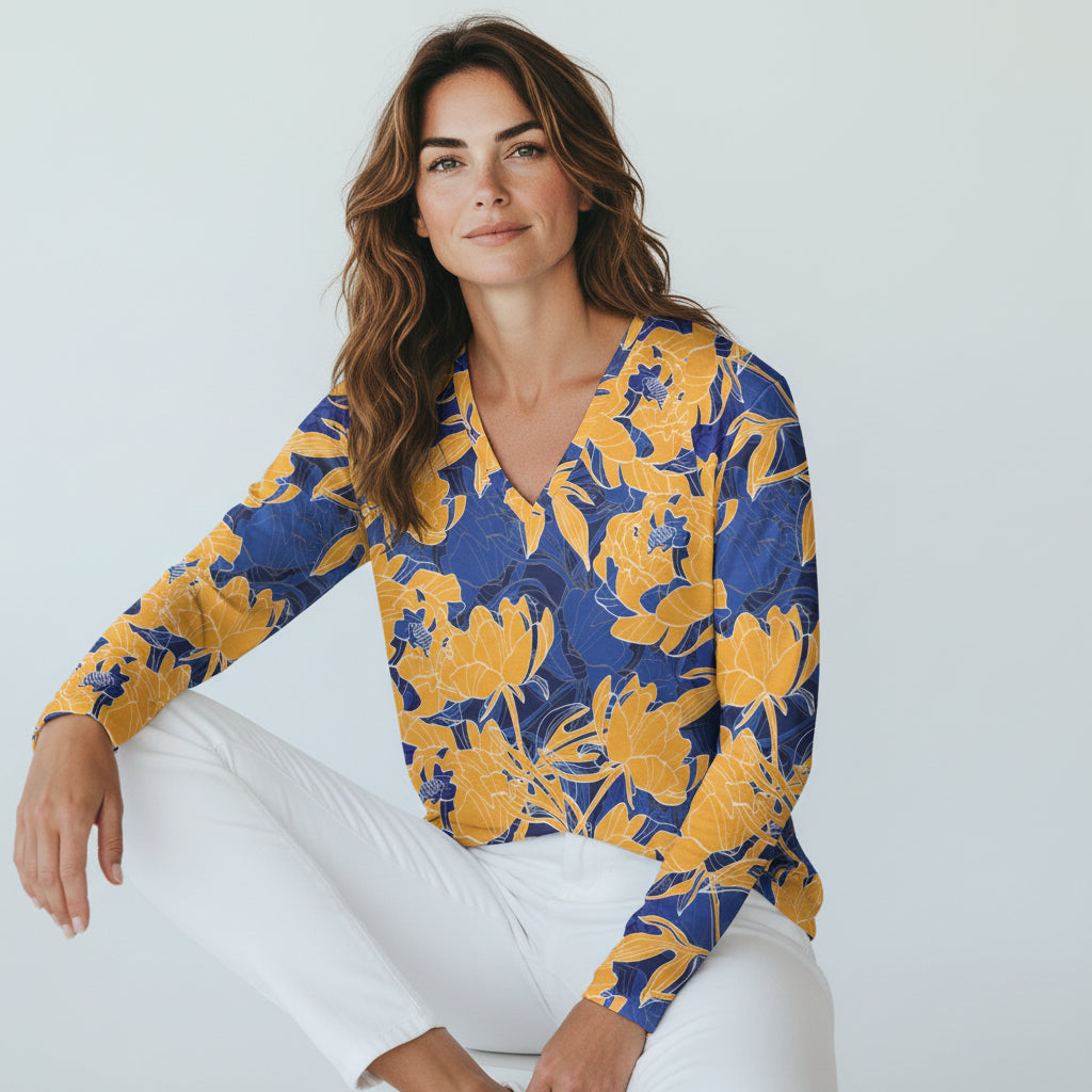 The Everyday V-Neck in Midnight Clementine