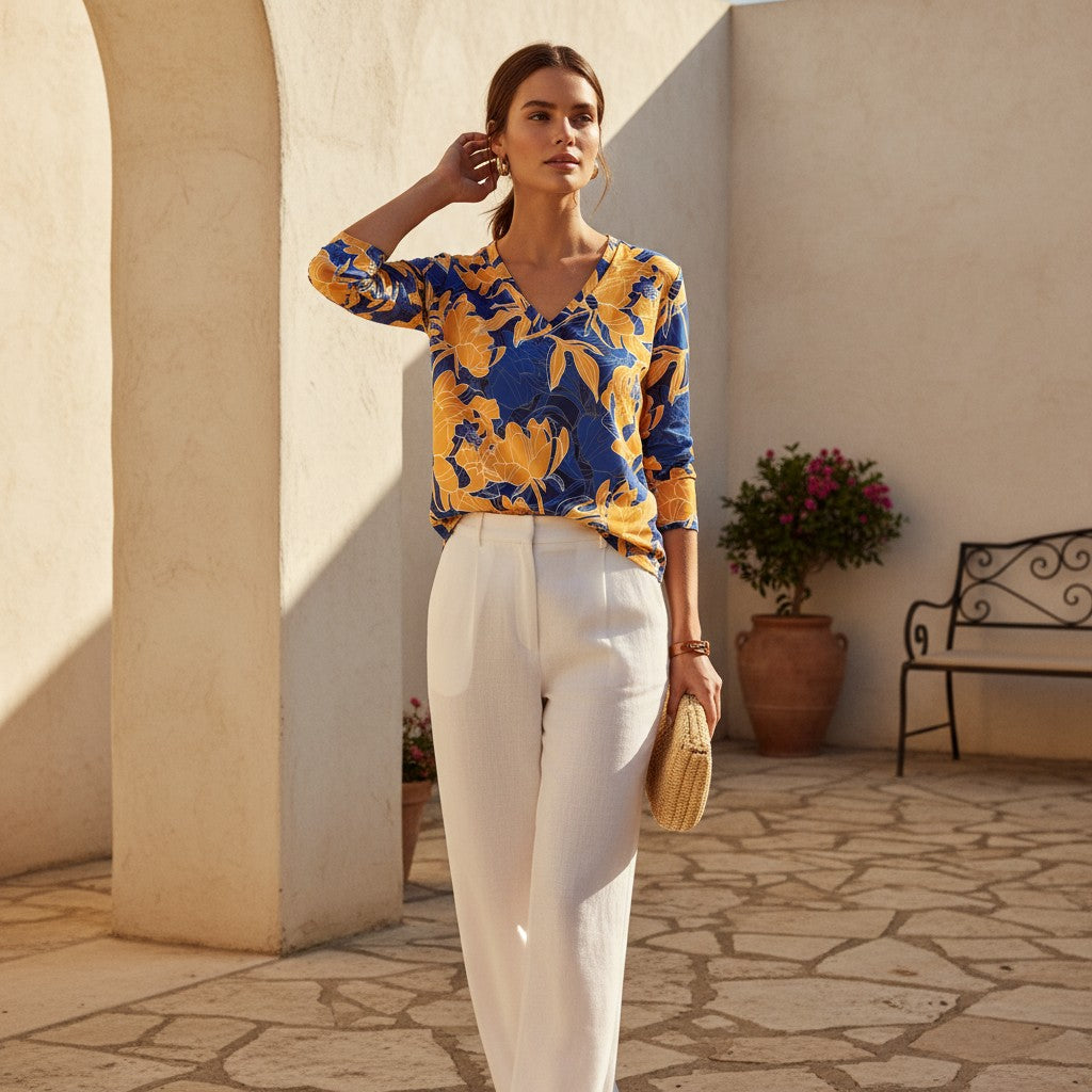 The Everyday V-Neck in Midnight Clementine