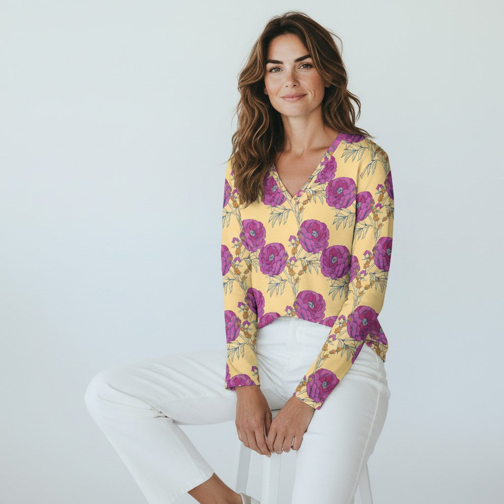 The Everyday V-Neck in Golden Peony