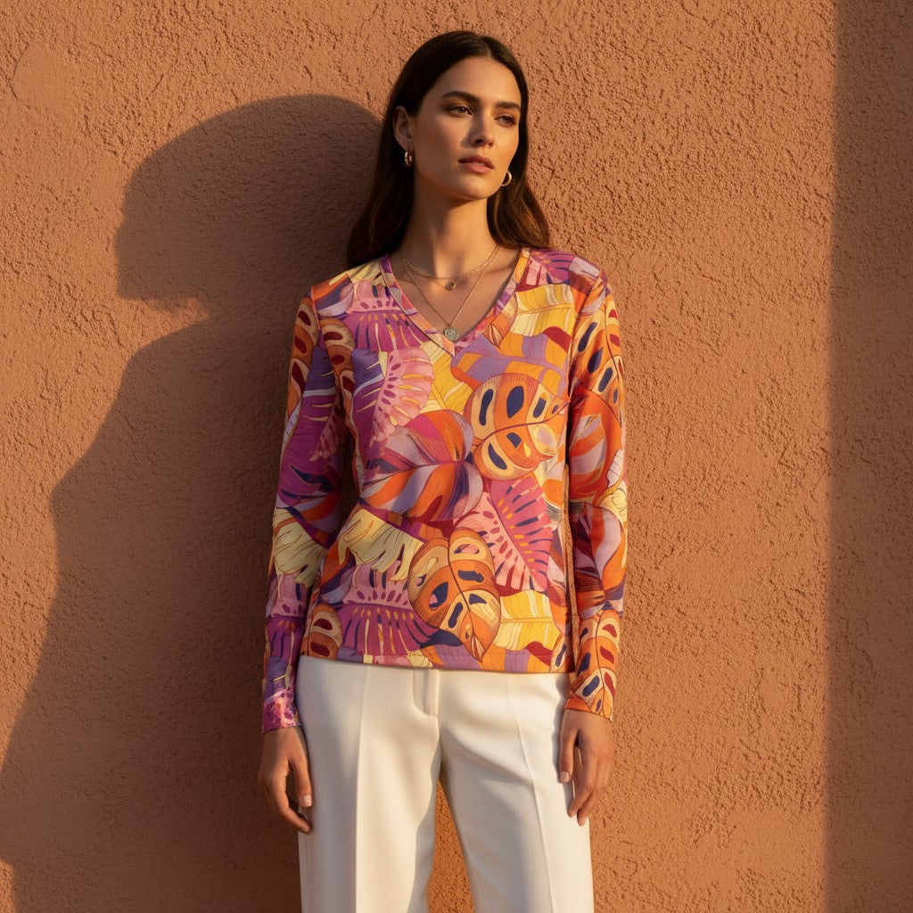 The Everyday V-Neck in Canopy Bloom