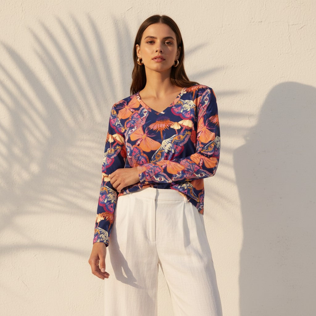 The Everyday V-Neck in Mystic Flora
