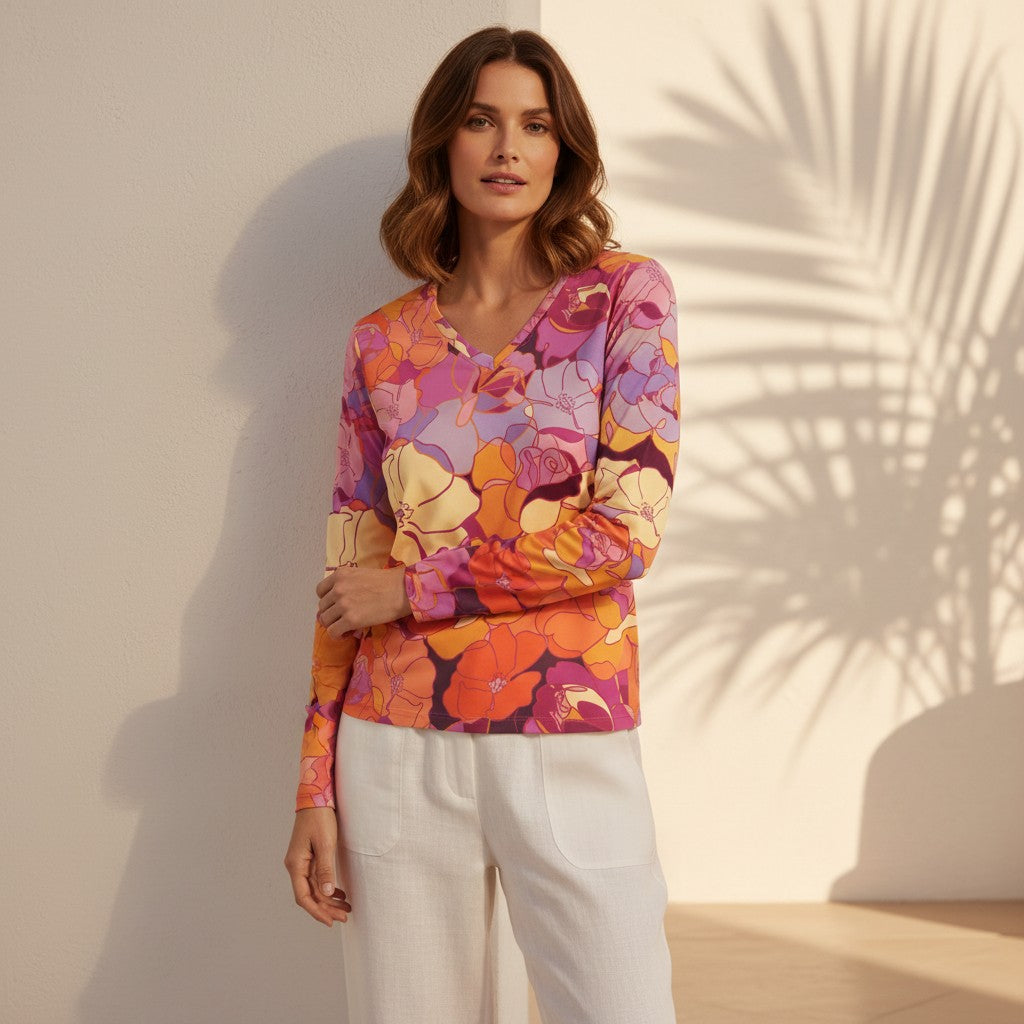 The Everyday V-Neck in Petal Riot