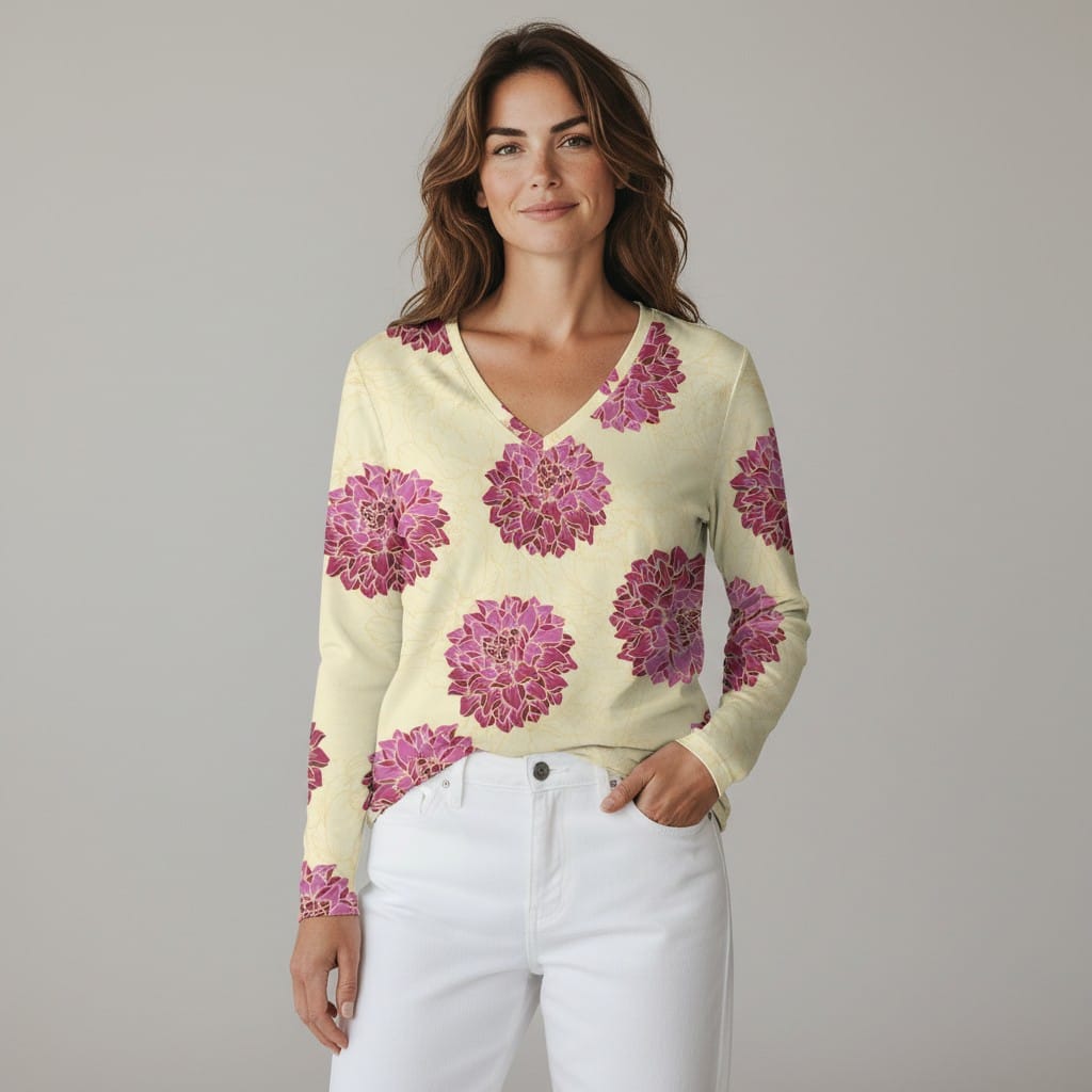 The Everyday V-Neck in Atelier Dahlia