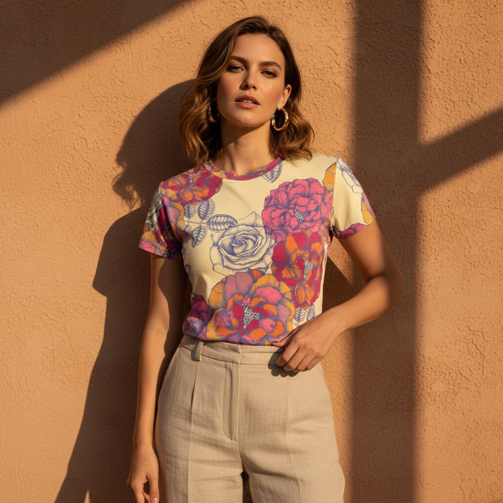 The Everyday Bloom Tee in Saffron Garden