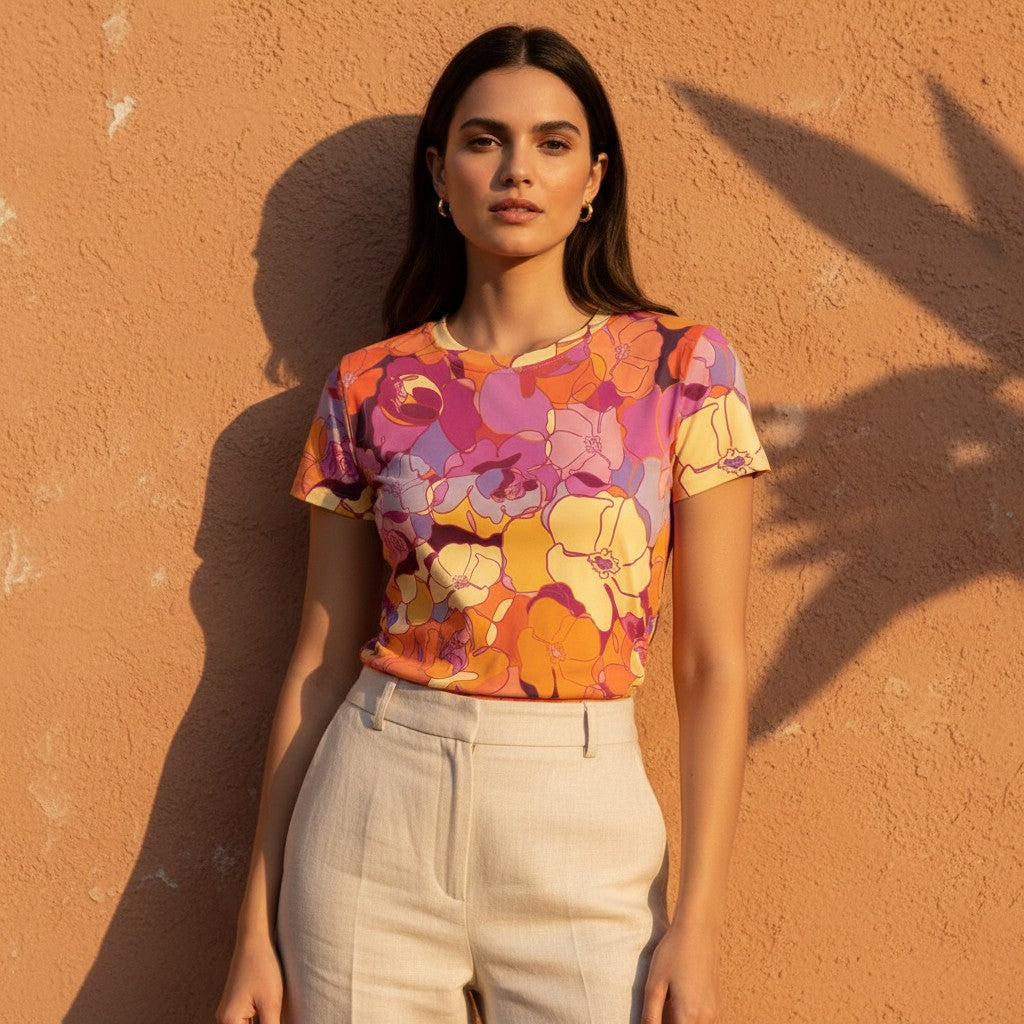 The Everyday Bloom Tee in Petal Riot
