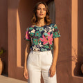 The Everyday Tee in Midnight Lotus Garden