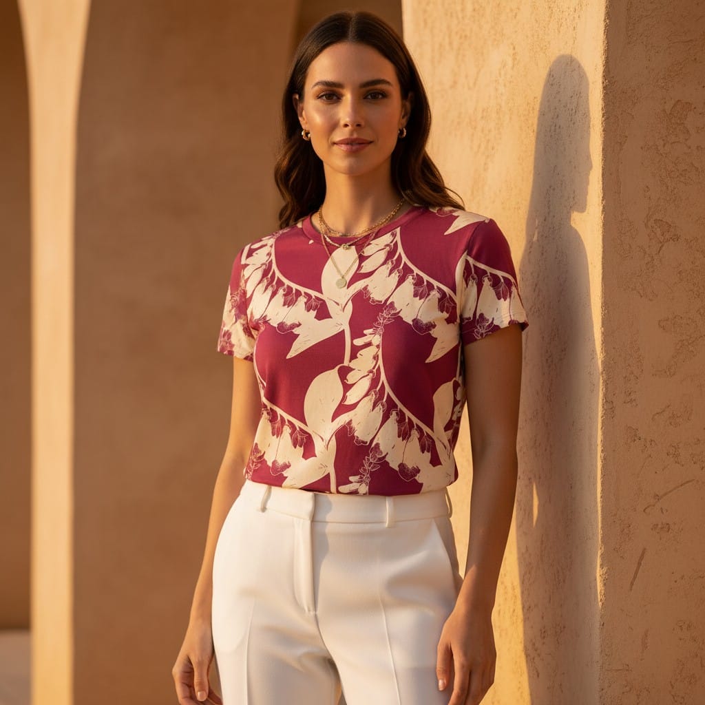 The Everyday Bloom Tee in Crimson Vine
