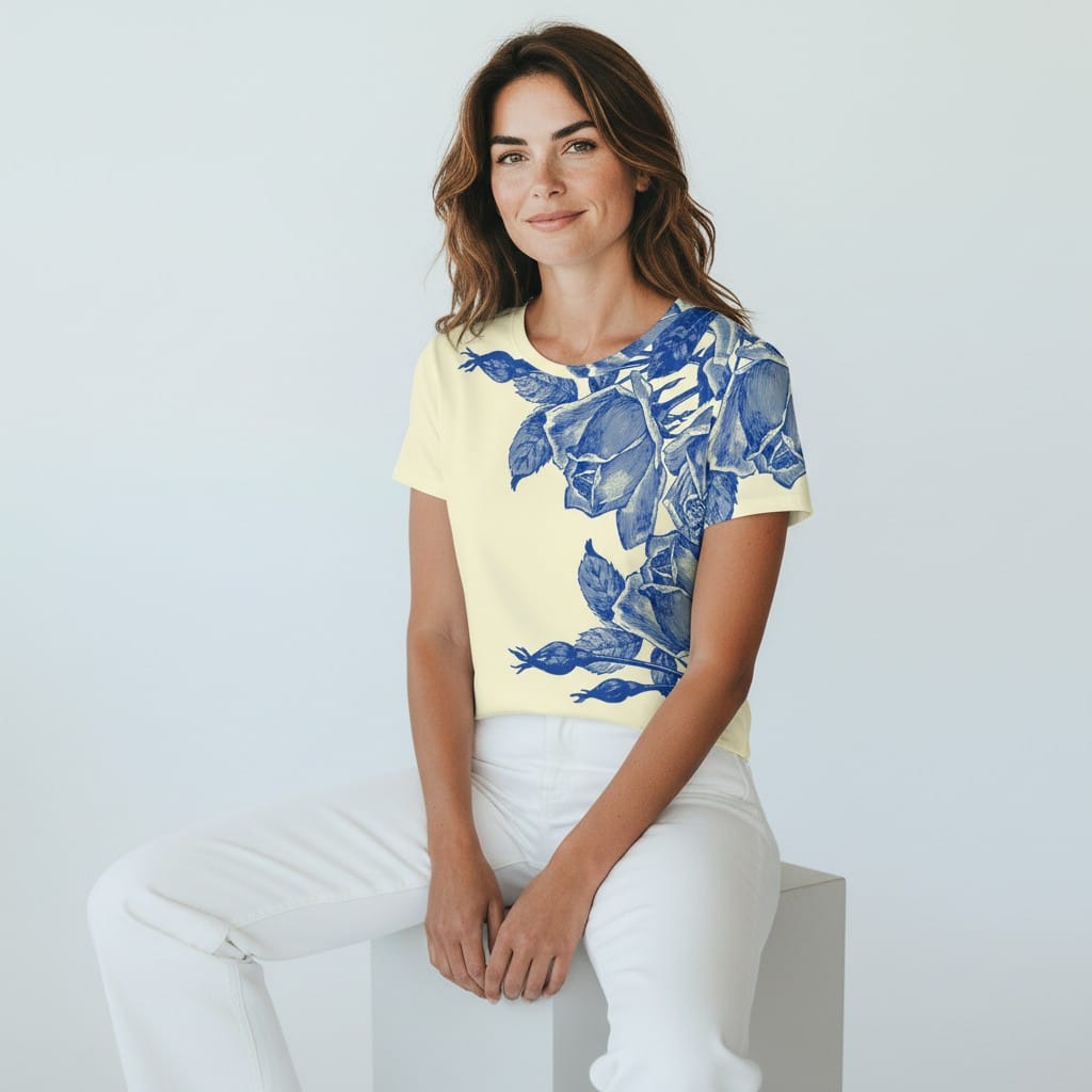 The Everyday Bloom Tee in Azure Bloom