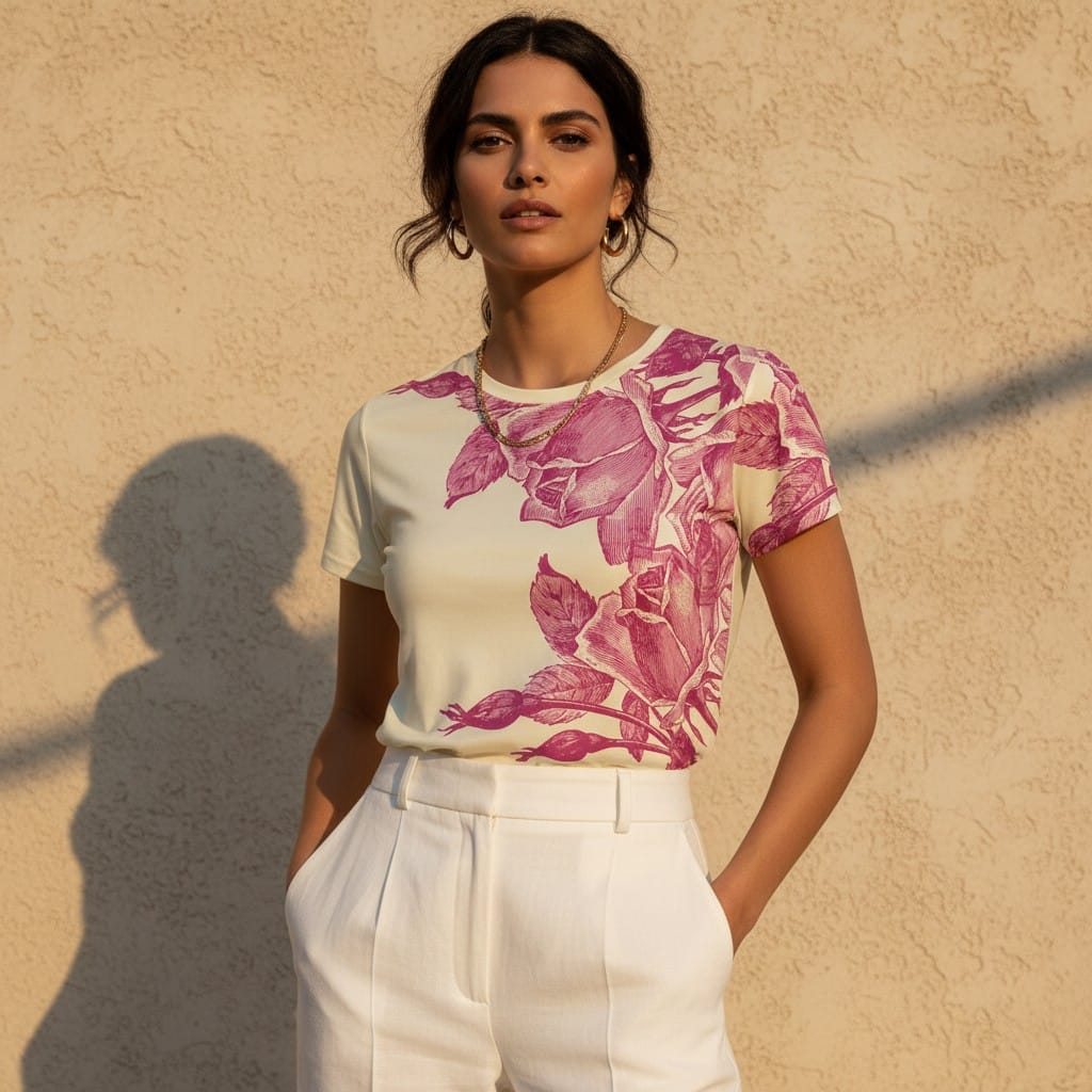 The Everyday Bloom Tee in Rosé Garden