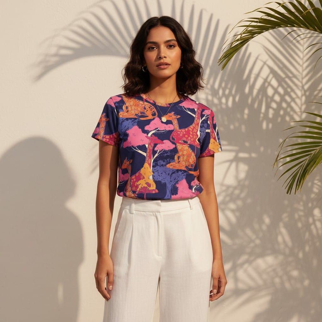 The Everyday Bloom Tee in Midnight Savanna