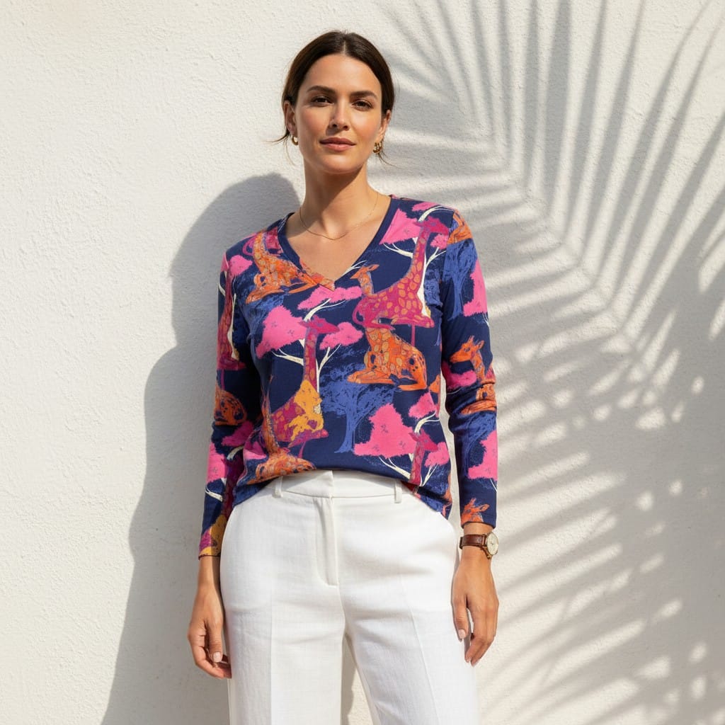 The Everyday V-Neck in Midnight Savanna