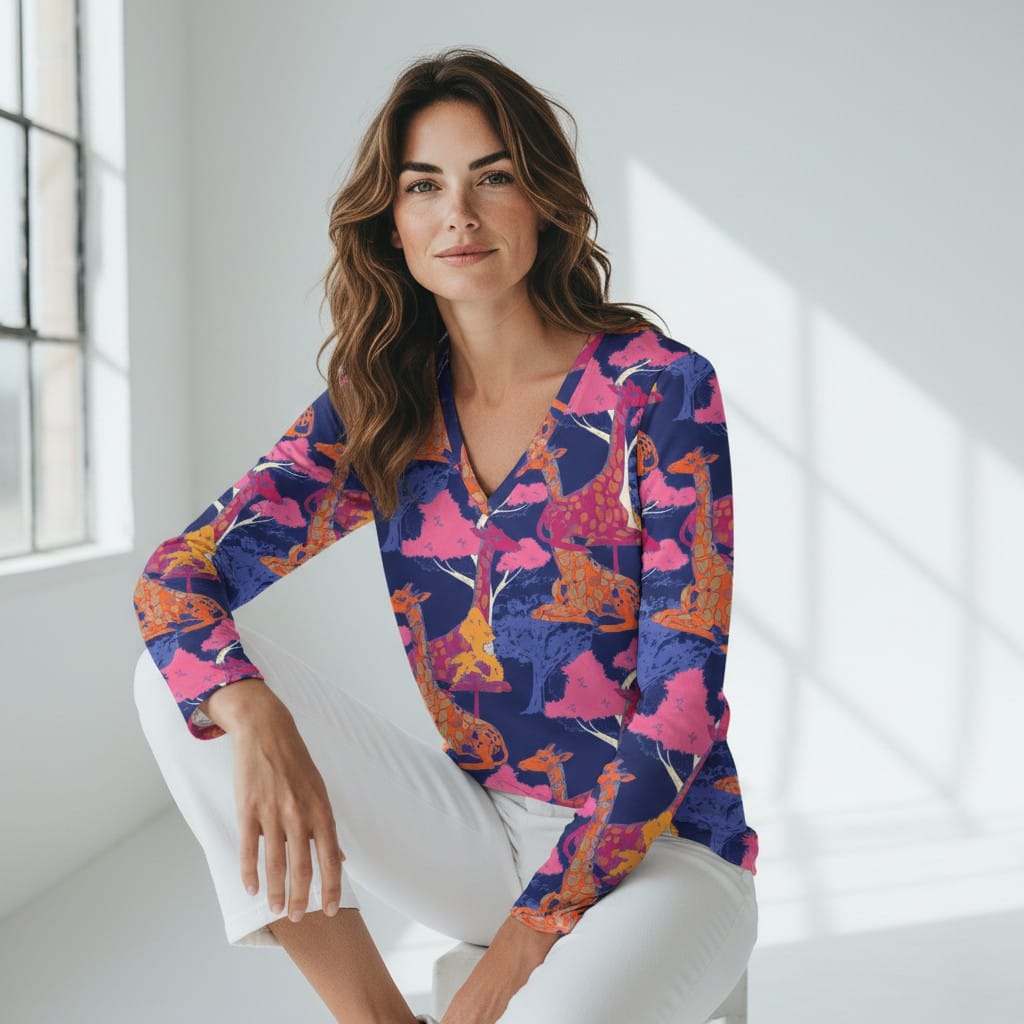 The Everyday V-Neck in Midnight Savanna