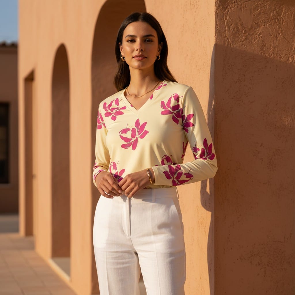 The Everyday V-Neck in Petal Drift