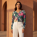 The Everyday V-Neck in Midnight Lotus Garden