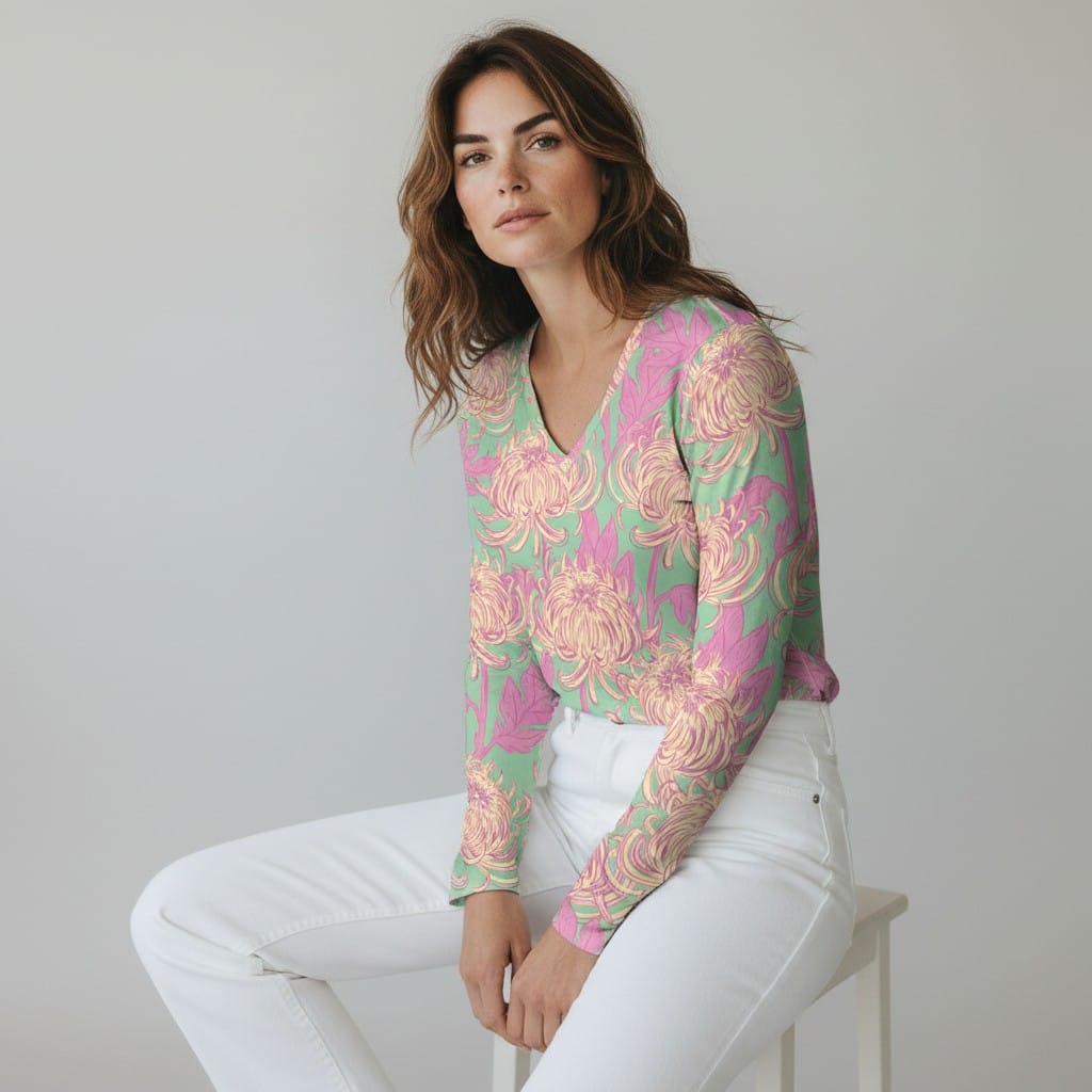 The Everyday V-Neck in Mint Muse