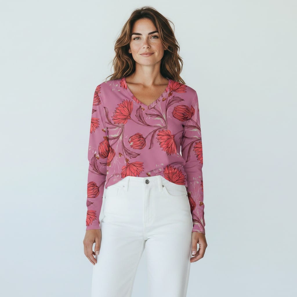The Everyday V-Neck in Wild Rose Drift
