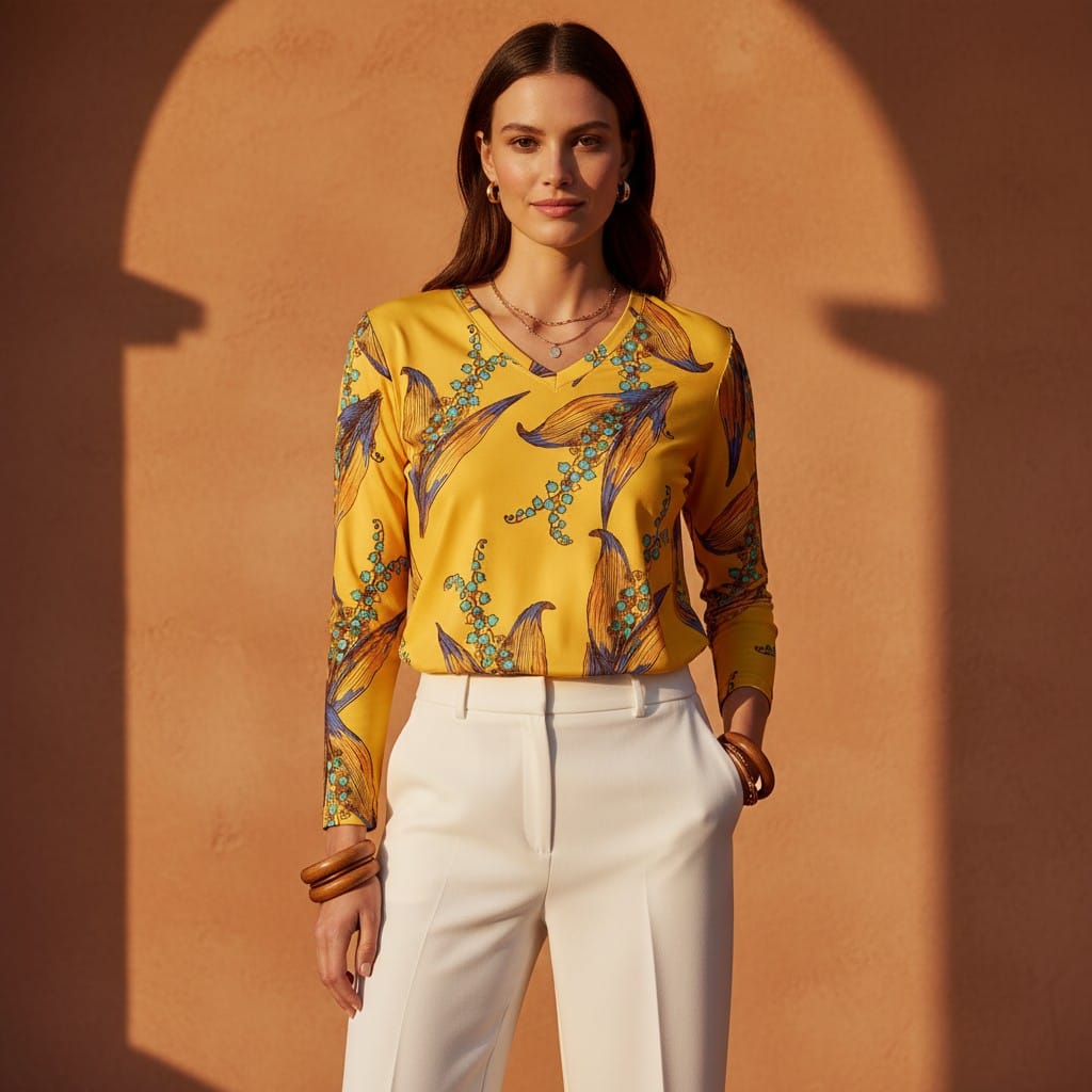 The Everyday V-Neck in Golden Lily