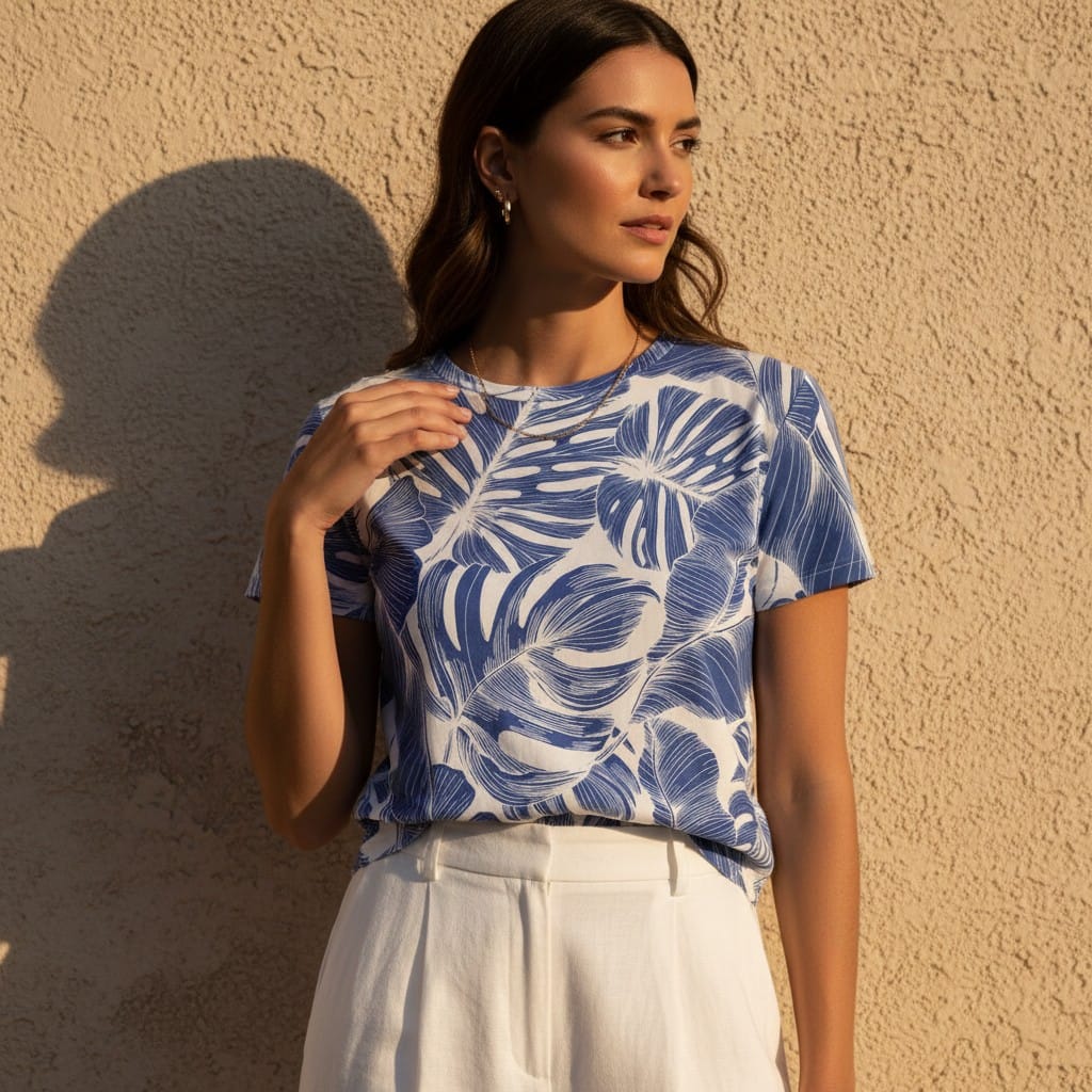 The Everyday Bloom Tee in Azure Canopy