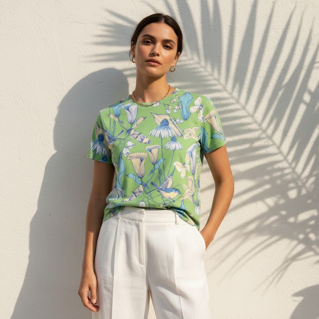 The Everyday Bloom Tee in Verdant Song