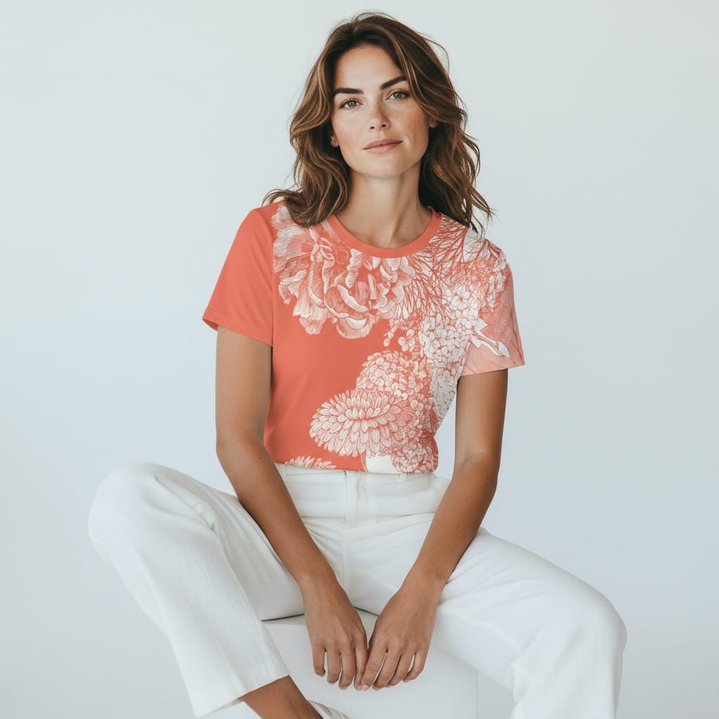 The Everyday Bloom Tee in Coral Lace