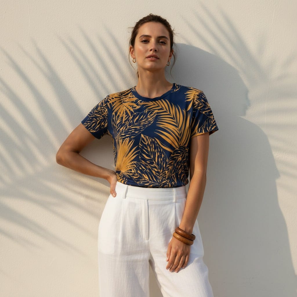 The Everyday Bloom Tee in Midnight Palm