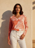 The Everyday V-Neck in Coral Lace