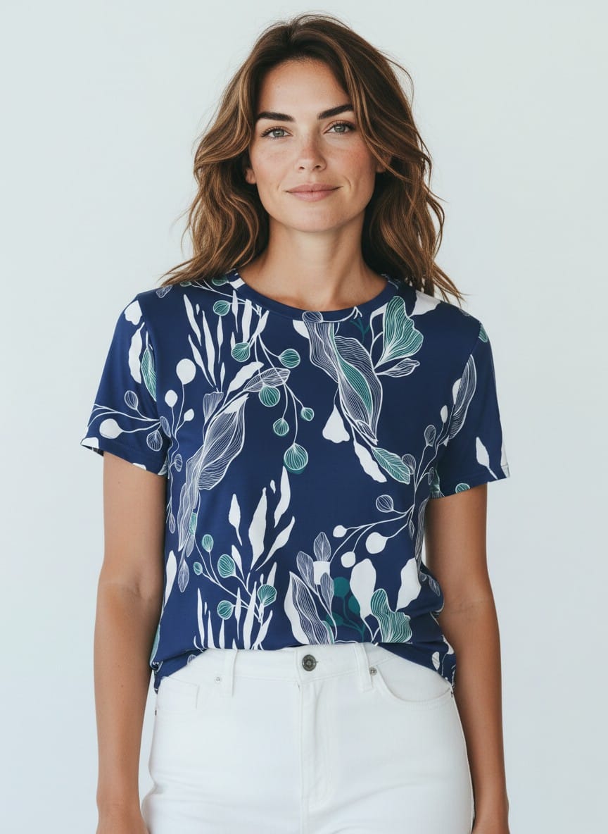 The Everyday Bloom Tee in Midnight Eucalyptus