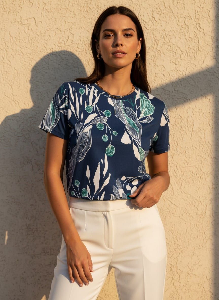 The Everyday Bloom Tee in Midnight Eucalyptus