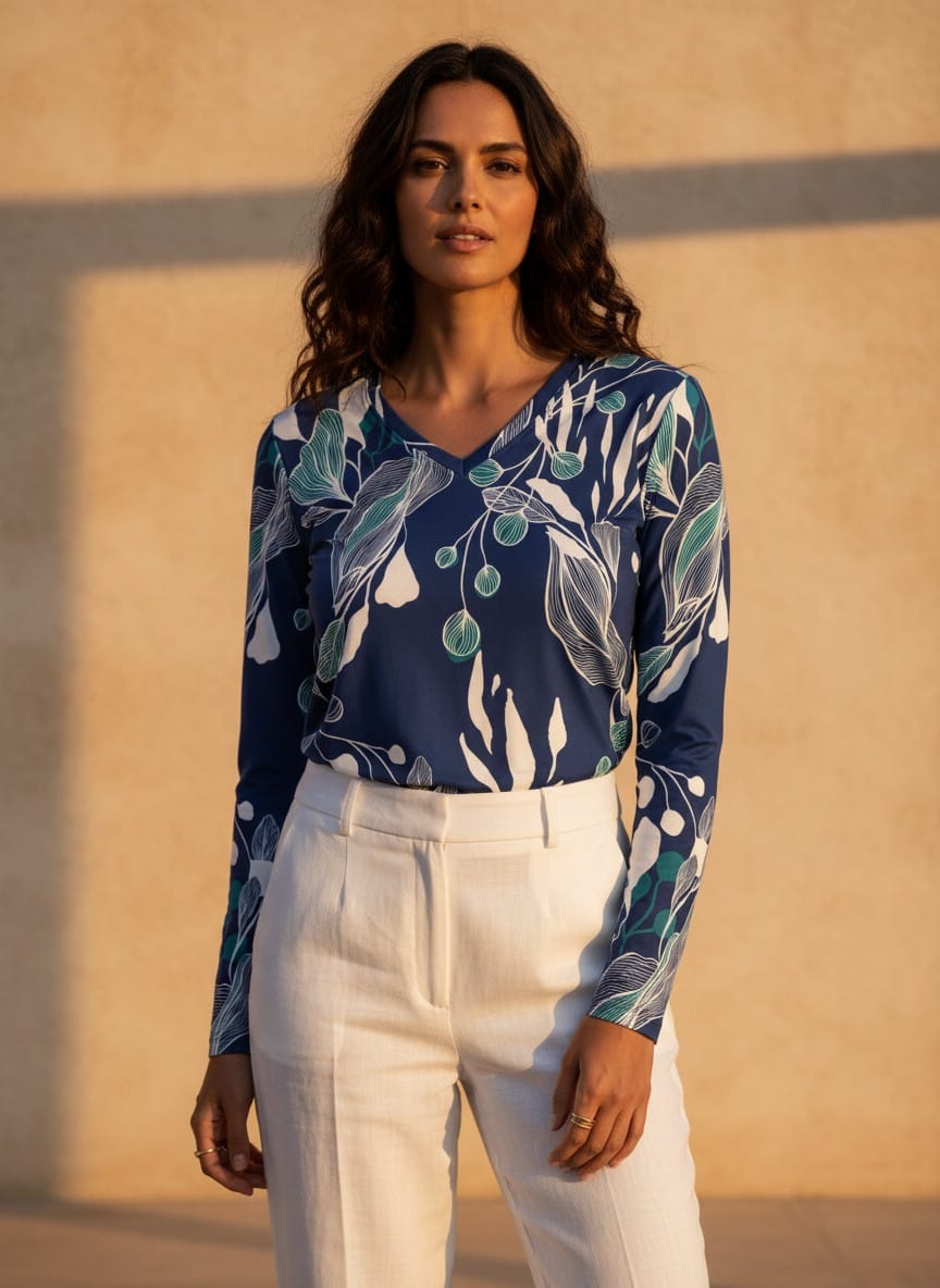 The Everyday V-Neck in Midnight Eucalyptus