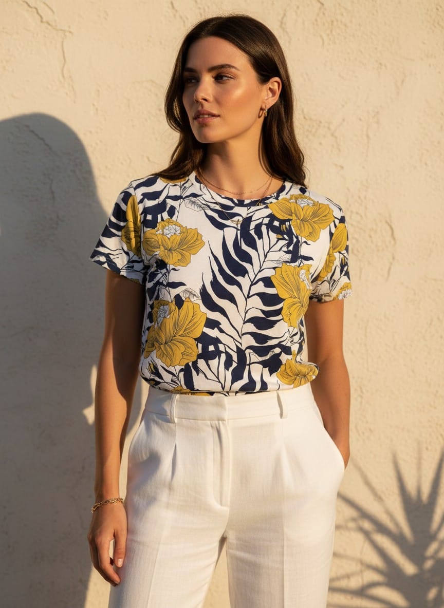 The Everyday Bloom Tee in Cobalt Canopy