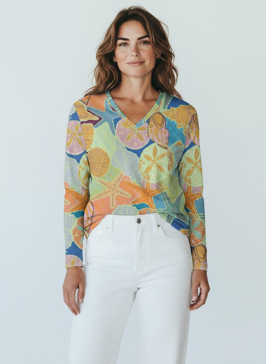 The Everyday V-Neck in Seafoam Treasures