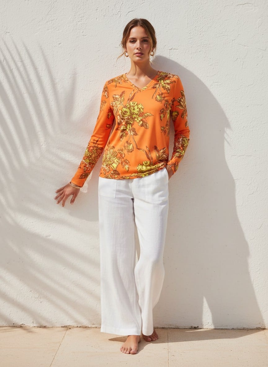 The Everyday V-Neck in Marigold Terrace