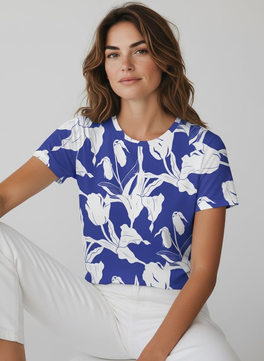 The Everyday Bloom Tee in Cobalt Lily