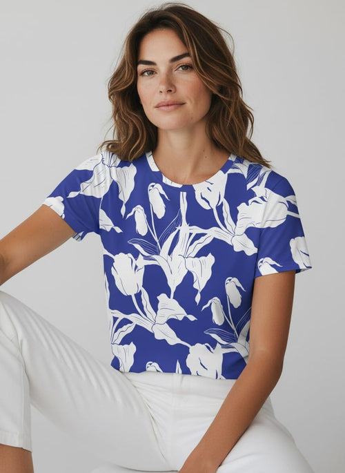 The Everyday Bloom Tee in Cobalt Lily
