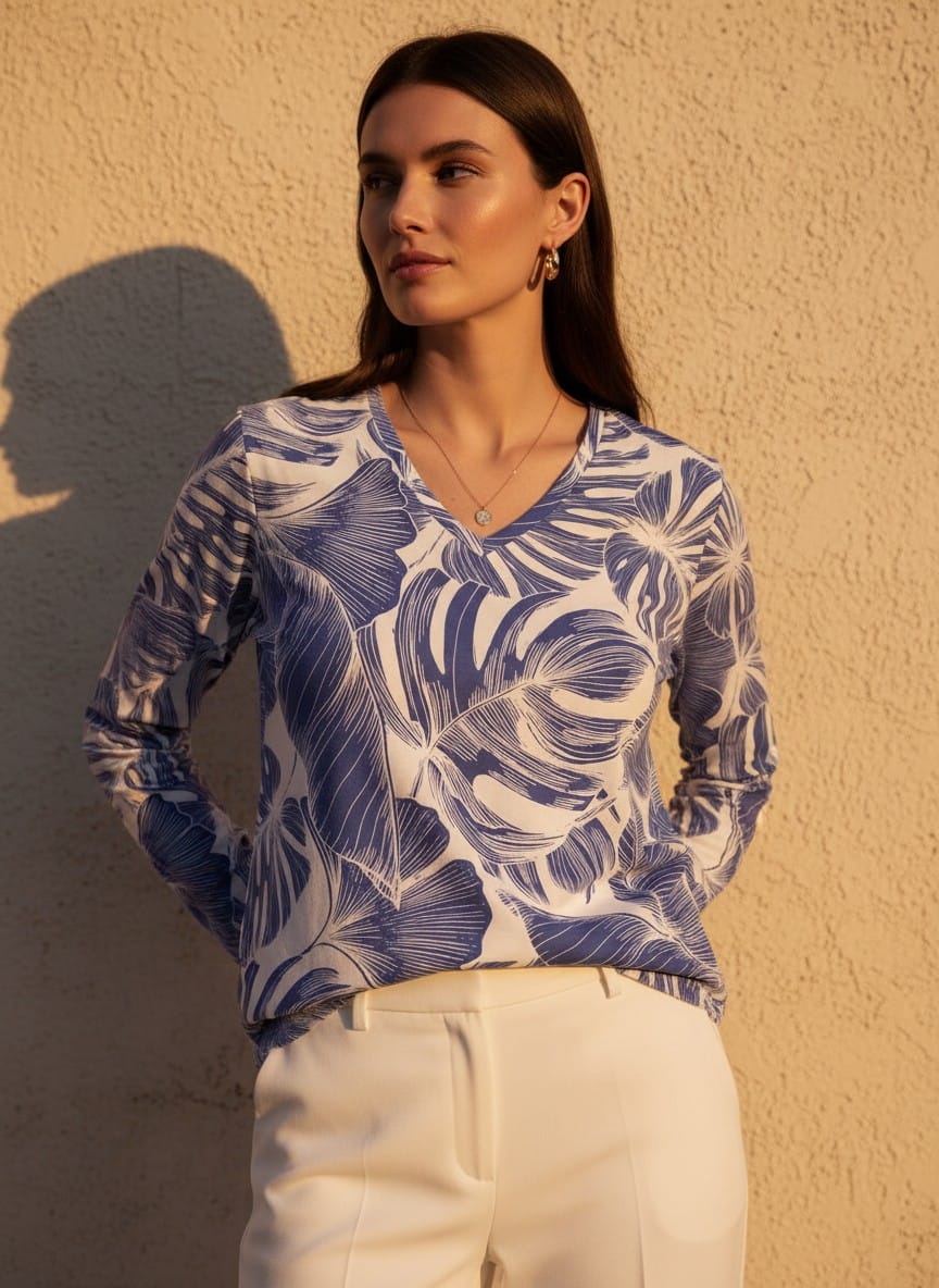 The Everyday V-Neck in Azure Canopy