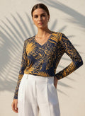 The Everyday V-Neck in Midnight Palm