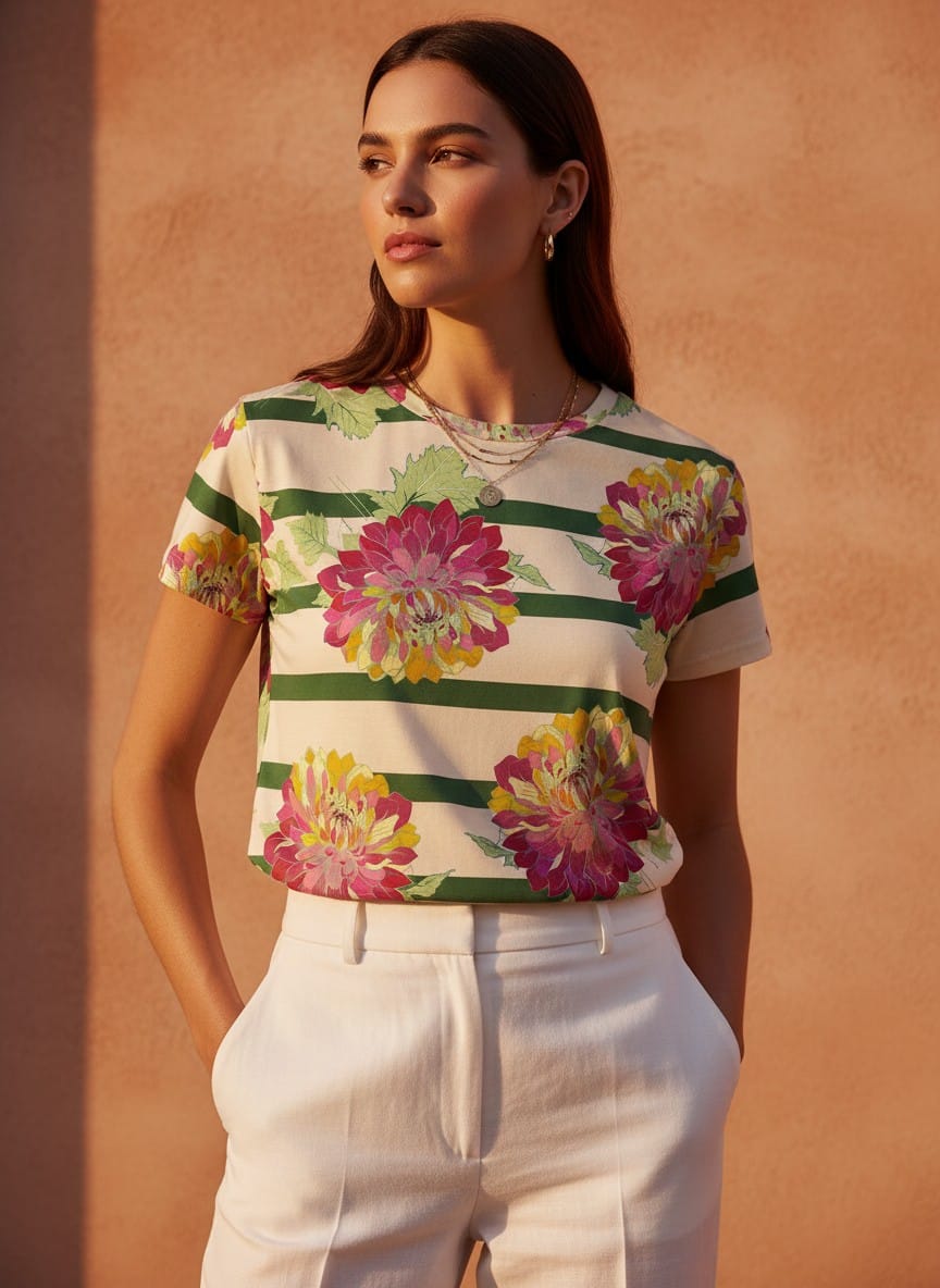 The Everyday Bloom Tee in Garden Regatta