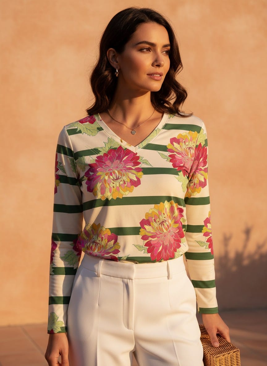 The Everyday V-Neck in Garden Regatta