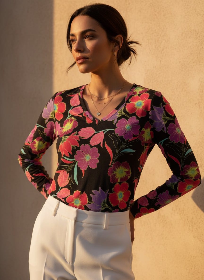 The Everyday V-Neck in Twilight Garden