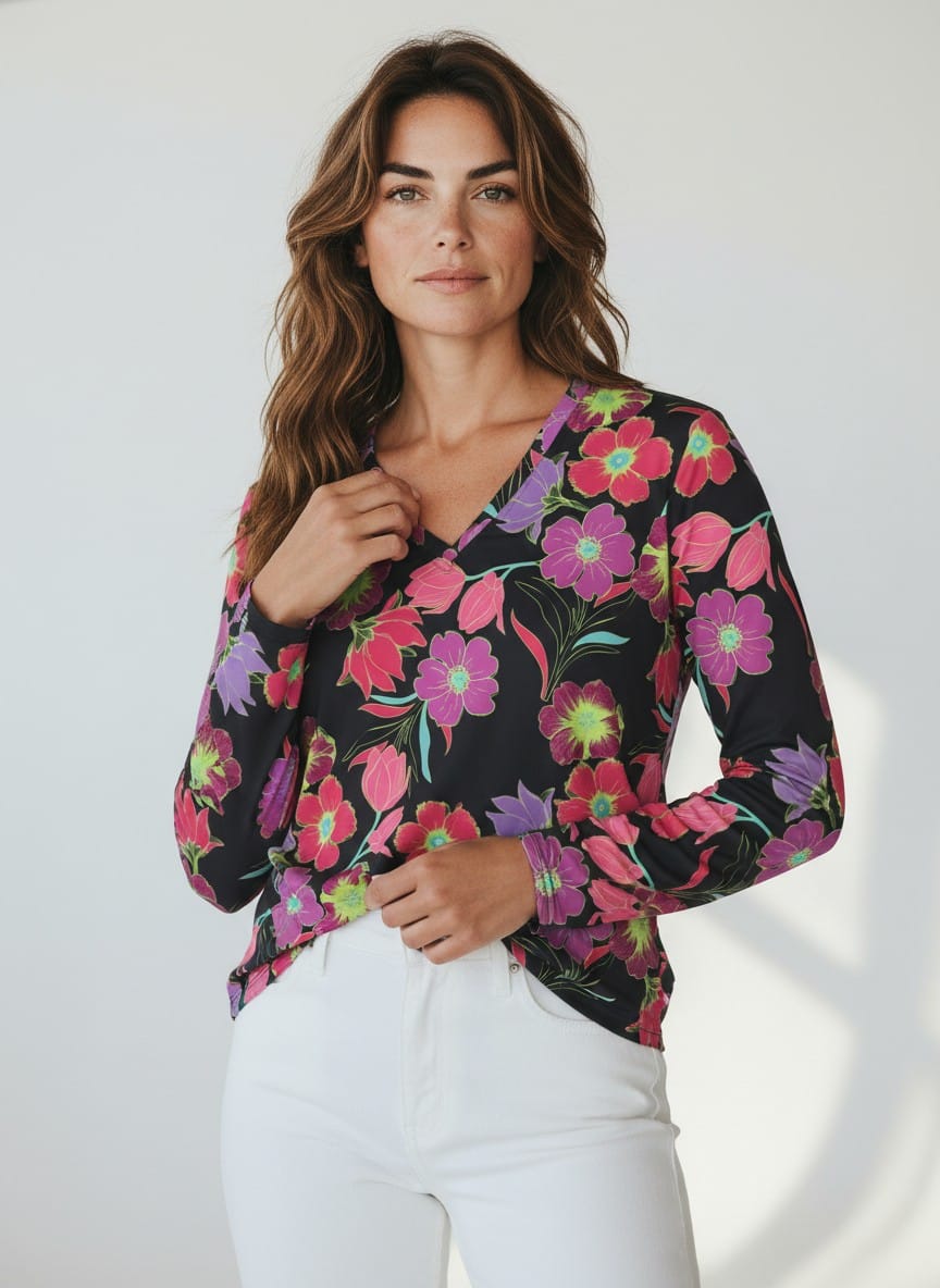 The Everyday V-Neck in Twilight Garden