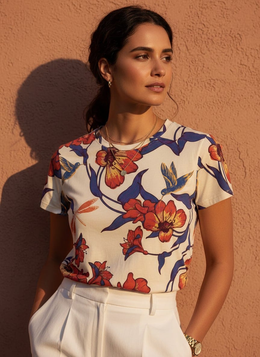 The Everyday Bloom Tee in Songbird Vine