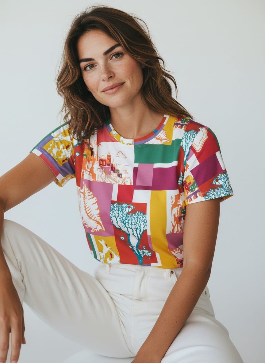 The Everyday Bloom Tee in Riviera Mosaic