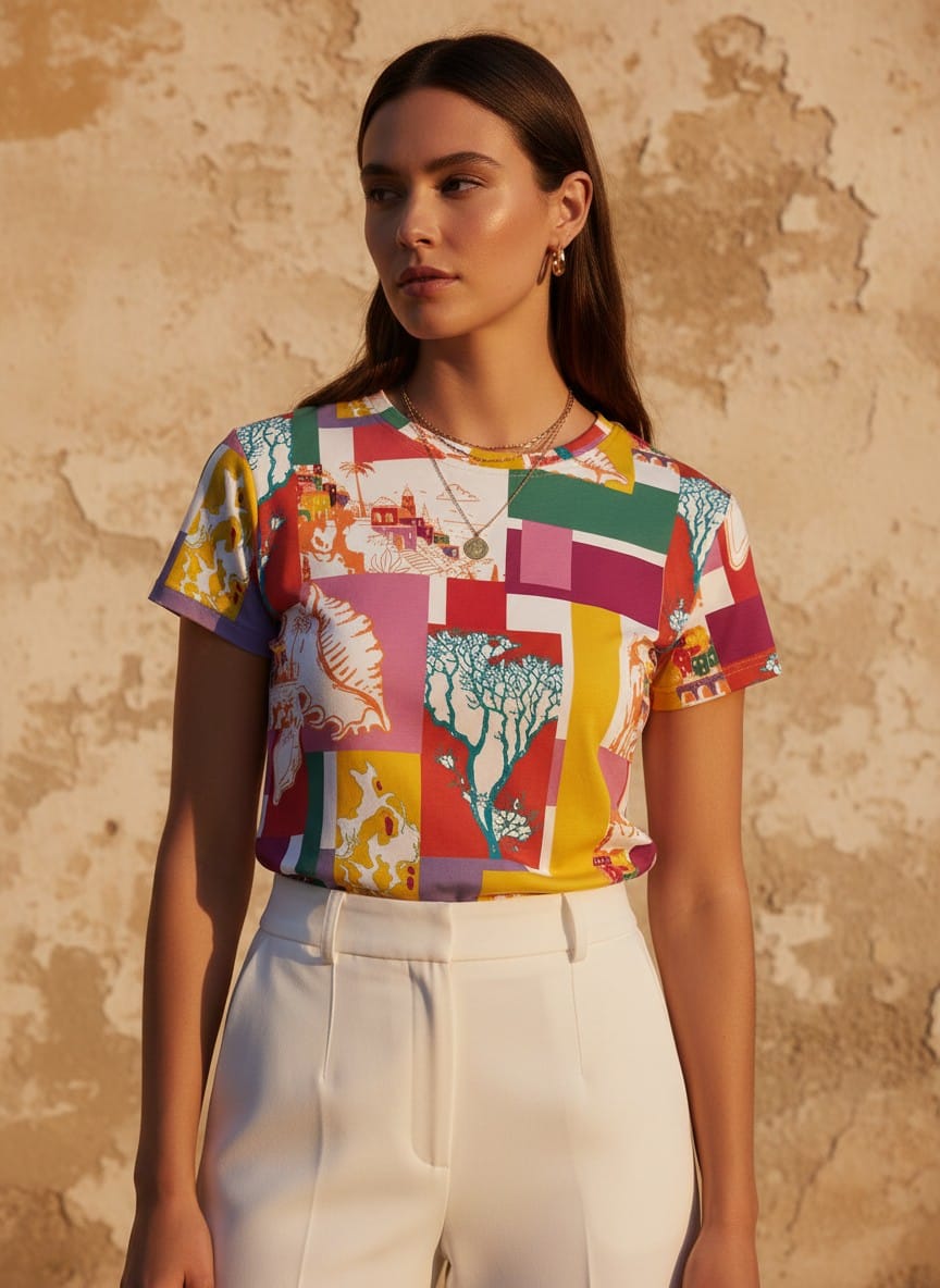 The Everyday Bloom Tee in Riviera Mosaic