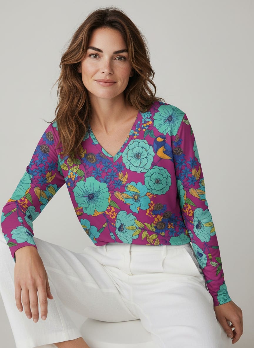 The Everyday V-Neck in Wild Song