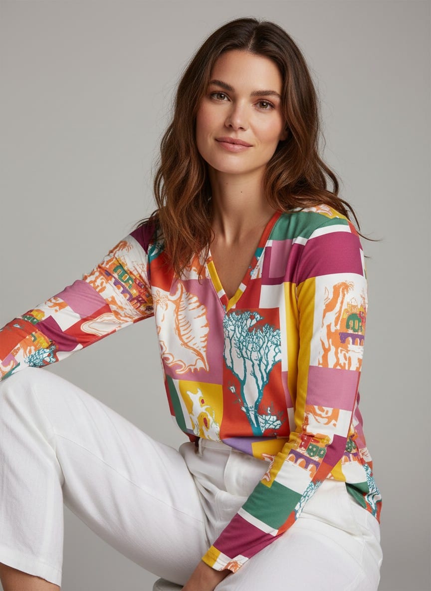 The Everyday V-Neck in Riviera Mosaic
