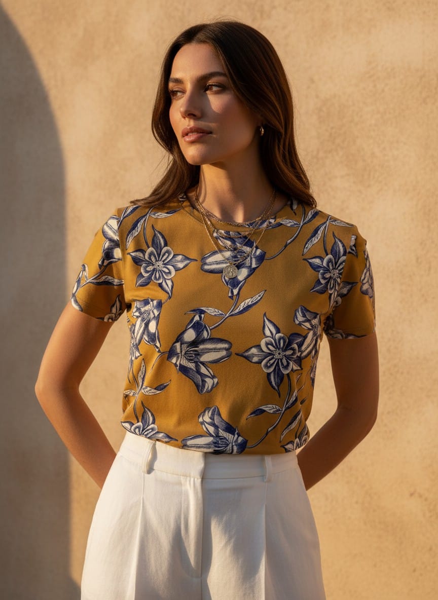 The Everyday Bloom Tee in Gilded Botanical